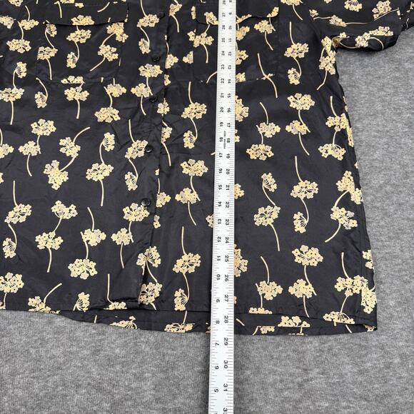 Silk Icon Women's 100% Silk Button Down Medium Floral Front Pockets Eclectic - Picture 5 of 8